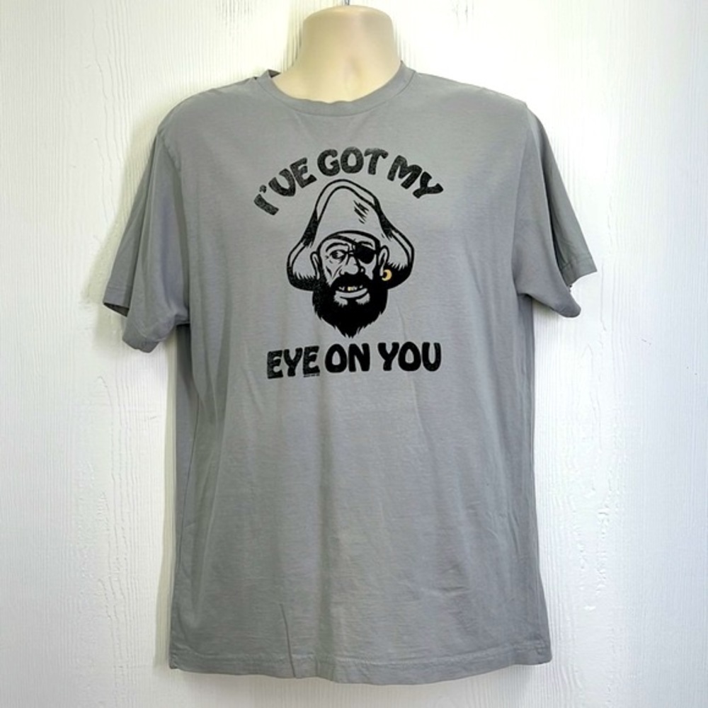 Now & Zen - I’ve Got My Eye On You Pirate Graphic Gray Short Sleeve T Shirt XL - Picture 2 of 9